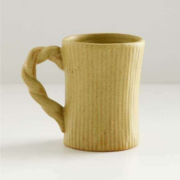 Set of 4 Cyrus Chartreuse Green Ribbed Coffee Mugs - Picture 3 of 6